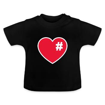 Herz mit hashtag raute - Baby Bio-T-Shirt mit Rundhals - Schwarz - Vorne