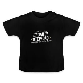 Deux papas papa et step - T-shirt bio col rond Bébé - noir - Devant