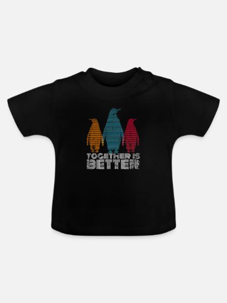 Pinguin Bande - Baby Bio-T-Shirt mit Rundhals - Schwarz