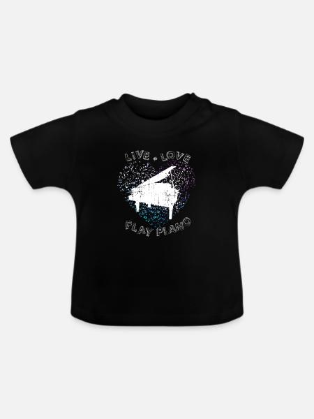 Klavier Herz Musiker - Baby Bio-T-Shirt mit Rundhals - Schwarz