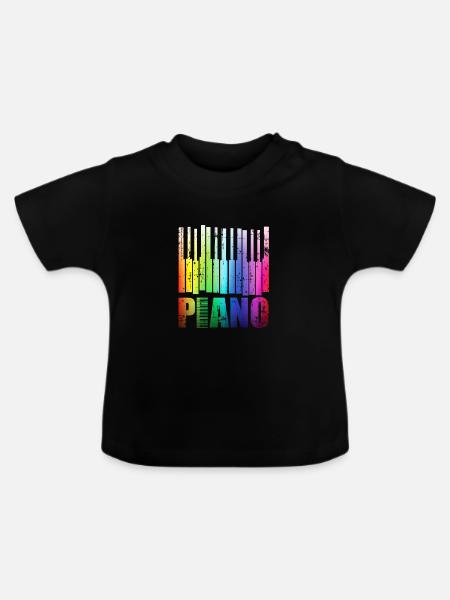 Piano - Baby Bio-T-Shirt mit Rundhals - Schwarz