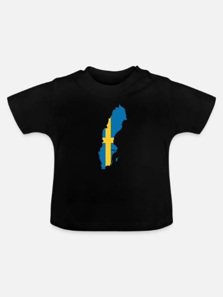 Schweden - Baby Bio-T-Shirt mit Rundhals - Schwarz