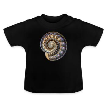 Fibonacci Spirale, Muschel, Goldener Schnitt - Baby Bio-T-Shirt mit Rundhals - Schwarz - Vorne