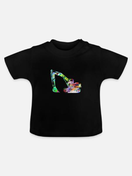 bagger,baufahrzeug,baggerfahren,graffiti - Baby Bio-T-Shirt mit Rundhals - Schwarz