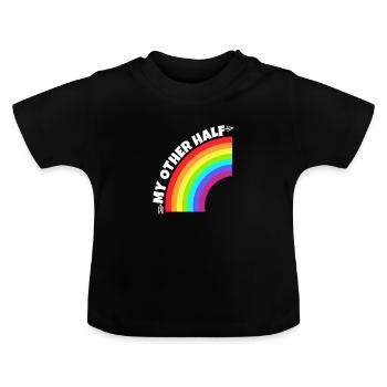 Homosexuelles Paar mein anderes halbes Geschenk - Baby Bio-T-Shirt mit Rundhals - Schwarz - Vorne