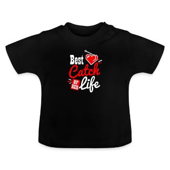 Paare, die besten Fang ihres Lebens-Geschenks fischen - Baby Bio-T-Shirt mit Rundhals - Schwarz - Vorne