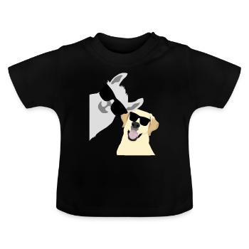 Lama Alpaca Labrador Golden Retriever - Baby Organic T-Shirt with Round Neck - black - Front