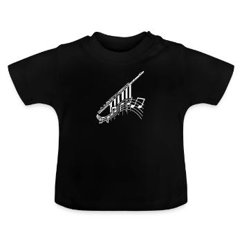 Flöte Music Notes Geschenk - Baby Bio-T-Shirt mit Rundhals - Schwarz - Vorne