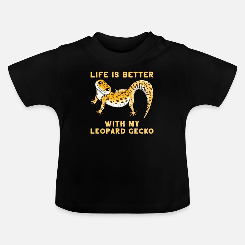 Cadeau pour animaux de compagnie reptile lézard léopard gecko - T-shirt bio col rond Bébé - noir