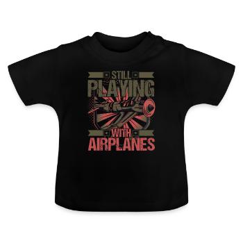 Aviateur Aviateur Pilote - T-shirt bio col rond Bébé - noir - Devant
