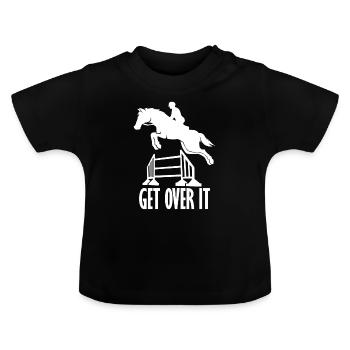 Cheval de cavalier galop de saut d'obstacles de course de poulain - T-shirt bio col rond Bébé - noir - Devant