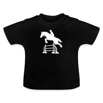 Cheval de cavalier galop de saut d'obstacles de course de poulain - T-shirt bio col rond Bébé - noir - Devant