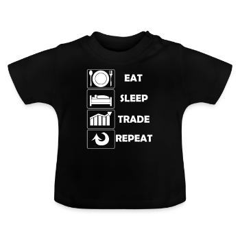 Trading Trading Food Sleeping Trades Stock Market - Baby Organic T-Shirt with Round Neck - black - Front