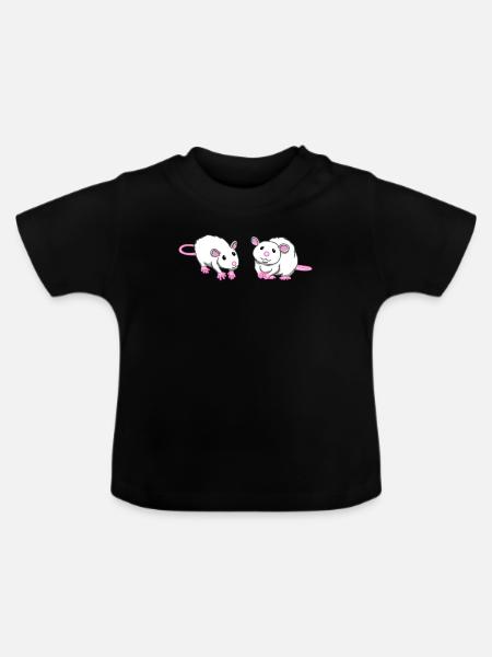 Cadeau de mère rat souris amoureux rat souris - T-shirt bio col rond Bébé - noir