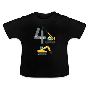 Cadeau de pelle grue 4ème anniversaire travailleur de la construction - T-shirt bio col rond Bébé - noir - Devant