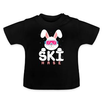 Lapin de ski avec lunettes, lapins,Party Apres Ski - T-shirt bio col rond Bébé - noir - Devant