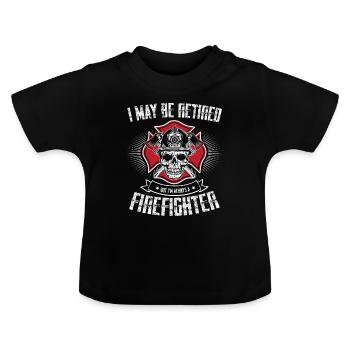 Retired Firefighter - Baby Bio-T-Shirt mit Rundhals - Schwarz - Vorne