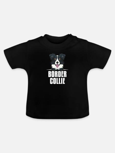 Lächelnder Border Collie - Baby Bio-T-Shirt mit Rundhals - Schwarz