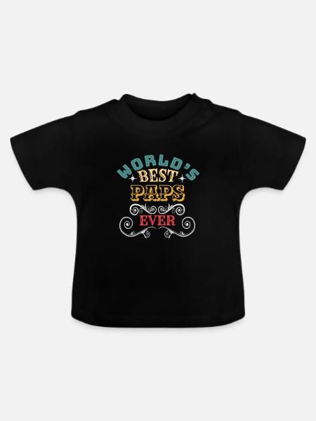 Worlds Best Paps Ever - Baby Bio-T-Shirt mit Rundhals - Schwarz