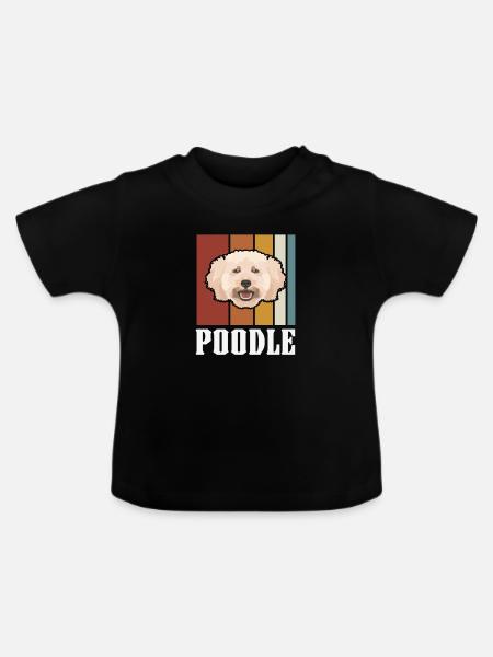 Lächelnder Zwergpudel retro - Baby Bio-T-Shirt mit Rundhals - Schwarz