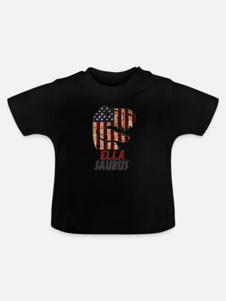 Patriotic Ella Dinosaur Ellasaurus - Baby Bio-T-Shirt mit Rundhals - Schwarz