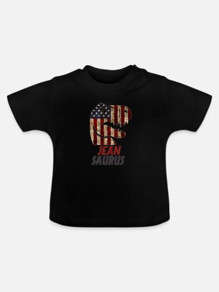 Patriotic Jean Dinosaur Jeansaurus - Baby Bio-T-Shirt mit Rundhals - Schwarz