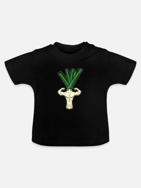 Bodybuilding Gewichtheber Lauch - Baby Bio-T-Shirt mit Rundhals - Schwarz