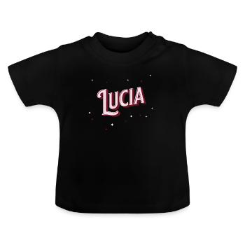 Lucia Namen personalisiert - Baby Bio-T-Shirt mit Rundhals - Schwarz - Vorne