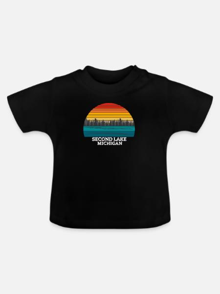 Second Lake Michigan - Baby Bio-T-Shirt mit Rundhals - Schwarz