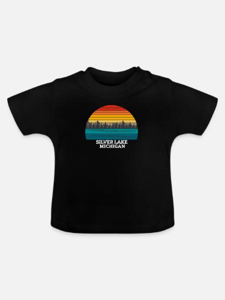 Silver Lake Michigan - Baby Bio-T-Shirt mit Rundhals - Schwarz