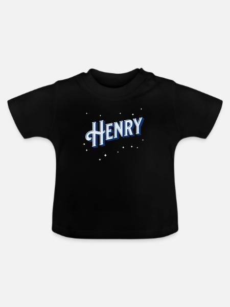 Henry Namen personalisiert - Baby Bio-T-Shirt mit Rundhals - Schwarz