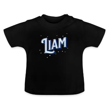 Nom de Liam personnalisé - T-shirt bio col rond Bébé - noir - Devant