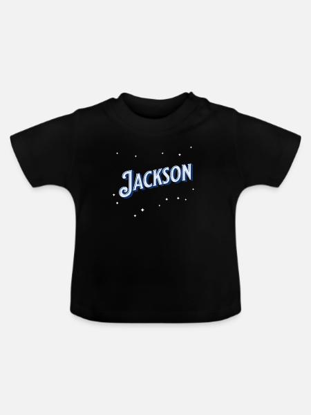Jackson Namen personalisiert - Baby Bio-T-Shirt mit Rundhals - Schwarz