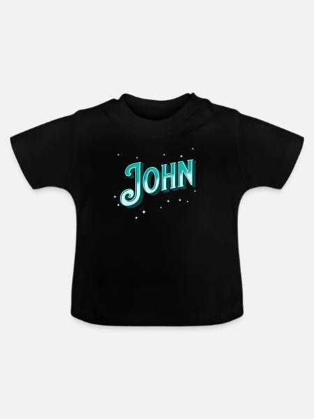 John Namen personalisiert - Baby Bio-T-Shirt mit Rundhals - Schwarz