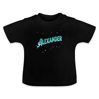 Alexander names personalized - Baby Organic T-Shirt with Round Neck - black - Front