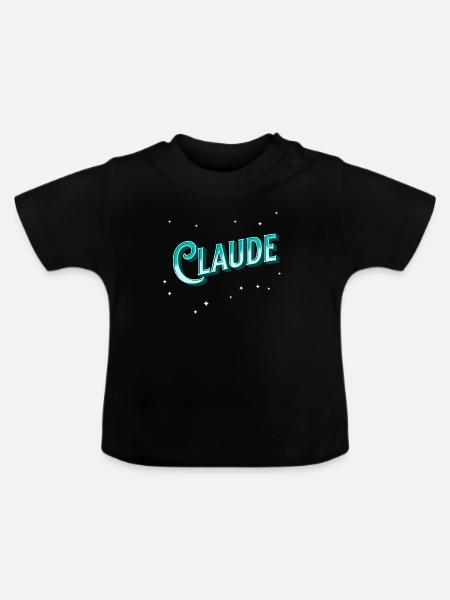 Claude Namen personalisiert - Baby Bio-T-Shirt mit Rundhals - Schwarz