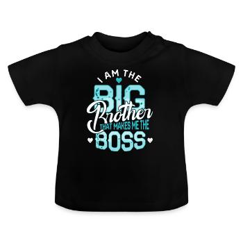 Big Brother Guys Saying Baby Pregnancy - Baby Organic T-Shirt with Round Neck - black - Front