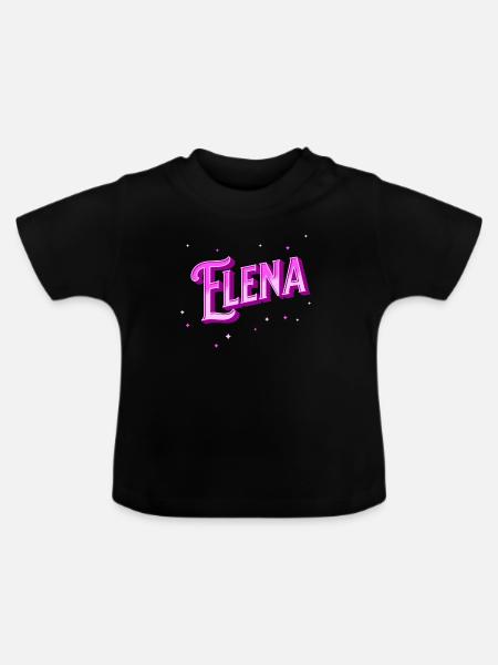 Elena Namen personalisiert - Baby Bio-T-Shirt mit Rundhals - Schwarz