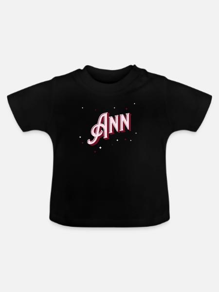 Ann Namen personalisiert - Baby Bio-T-Shirt mit Rundhals - Schwarz