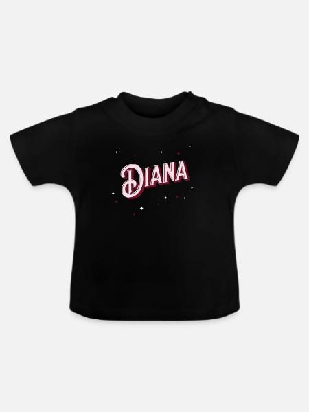 Diana Namen personalisiert - Baby Bio-T-Shirt mit Rundhals - Schwarz