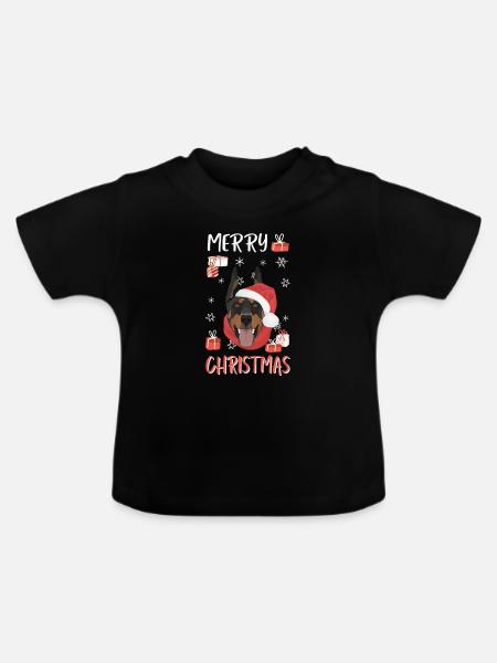 Dobermann Frohe Weihnachten - Baby Bio-T-Shirt mit Rundhals - Schwarz
