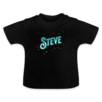 Steve Namen personalisiert - Baby Bio-T-Shirt mit Rundhals - Schwarz - Vorne