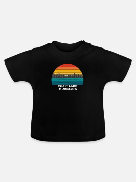 Phare Lake Minnesota - Baby Bio-T-Shirt mit Rundhals - Schwarz