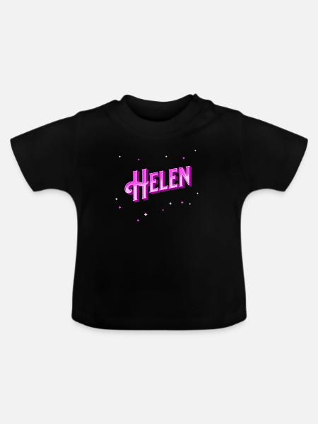 Helen Namen personalisiert - Baby Bio-T-Shirt mit Rundhals - Schwarz