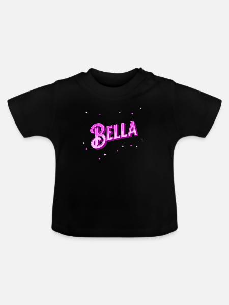 Bella Namen personalisiert - Baby Bio-T-Shirt mit Rundhals - Schwarz