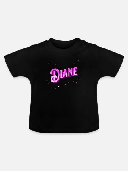 Diana Namen personalisiert - Baby Bio-T-Shirt mit Rundhals - Schwarz