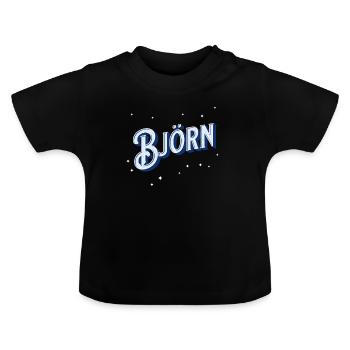 Björn Namen personalisiert - Baby Bio-T-Shirt mit Rundhals - Schwarz - Vorne