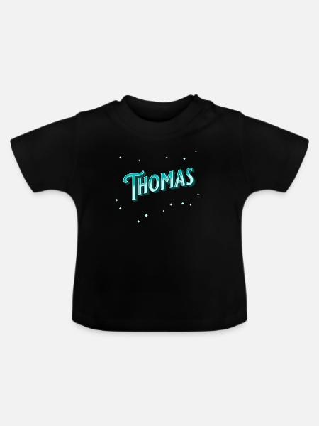 Thomas Namen personalisiert - Baby Bio-T-Shirt mit Rundhals - Schwarz