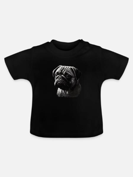 Mops-schablonen-design Weiß Und Schwarz - Baby Bio-T-Shirt mit Rundhals - Schwarz