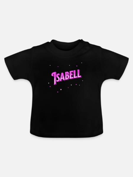 Isabell Namen personalisiert - Baby Bio-T-Shirt mit Rundhals - Schwarz